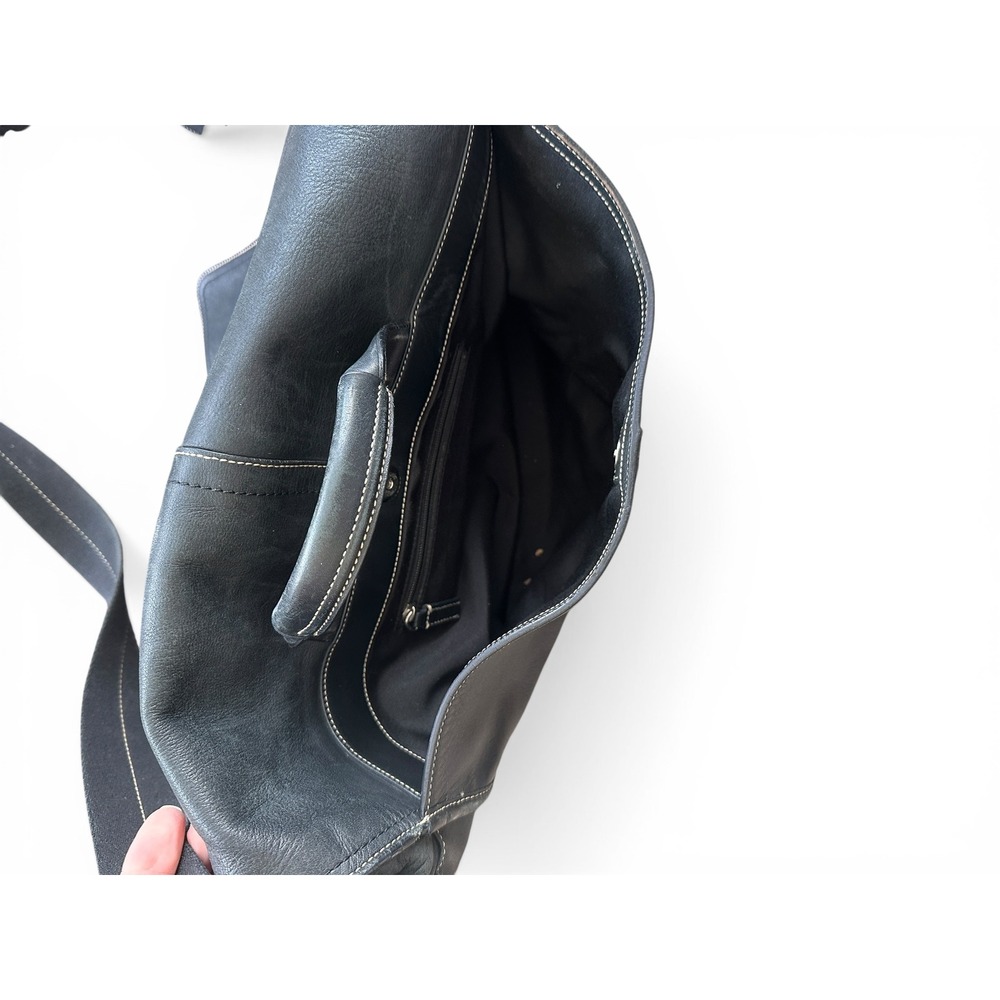 Coach Leather Messenger Bag Mens Black Fair Condition Contrast Stitch Briefcase - Picture 7 of 11